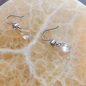 Liz Claiborne Silver Tone Multi Faceted Tear Drop Earrings